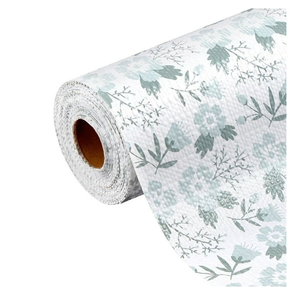 Floral Drawer Liners Non-Adhesive - 23 FT PVC Shelf Liner for Kitchen Cabinets & Drawers - Classic Print Non-Slip Liner for Bathroom, Dresser, & Shelves