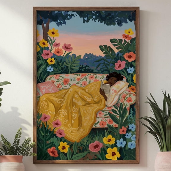 Floral Dreamscape Art African Wall Art, Black Woman Print, Nature Decor, Bohemian Wall Artt, Black Art Print Wall Art, Modern Wall Decor, 8x12 UNFRAMED