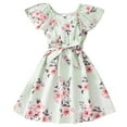 thumbnail image 1 of Floral Dress For GirlsSummer Dress For Girls Sundress Flutter Sleeve Dress A-Line Beach Easter Outfit Holiday Party Thanksgiving Casual Fashion Outfits #Green 9-10 Years, 1 of 8