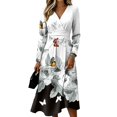 thumbnail image 1 of Floral Dress for Women Spring Fall Plus Size V Neck Flowy a Line Dress High Waist A-Line Swing Sundress, 1 of 3