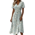 thumbnail image 1 of Floral Dress for Women Summer Casual Wrap V Neck Short Sleeve Sundress A-Line Beach Vacation Dresses 2026, 1 of 7