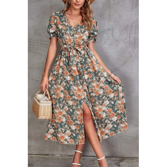 Floral Dress with Slit