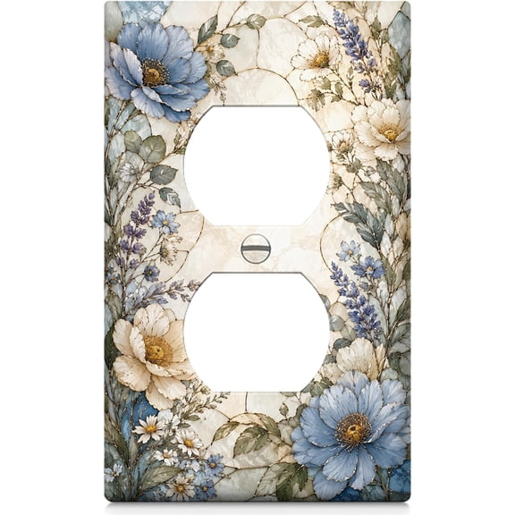 Floral Duplex Outlet Cover Plate, Single-Gang Wall Plate | 1-Gang Electrical Faceplate Cover – Stylish Outlet Cover Accent for Living Rooms, Kitchens, Bedrooms, Hallways & Offices.