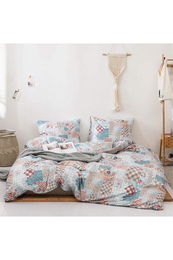 Floral Duvet Cover Queen (90"x90") Botanical Bedding Sets with Green Tree Leaves and Yellow Flowers Garden Pattern Printed on White 3 Piece