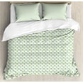 thumbnail image 1 of Floral Duvet Cover Set, Art Design Flower Silhouette in Repeated Pattern, Decorative 3 Piece Bedding Set with 2 Pillow Shams, Calking Size, Apple Green Azure Blue, by Ambesonne, 1 of 2