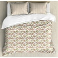 thumbnail image 1 of Floral Duvet Cover Set, Blossoming Flower Arrangements and Bunnies Pattern, Decorative 3 Piece Bedding Set with 2 Pillow Shams, King Size, Blue Multicolor, by Ambesonne, 1 of 3