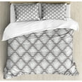 thumbnail image 1 of Floral Duvet Cover Set, Classic Damask with Rose Branches Victorian Rococo Style Retro Feminine Pattern, Decorative 3 Piece Bedding Set with 2 Pillow Shams, Queen Size, Pale Grey White, by Ambesonne, 1 of 3