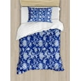 thumbnail image 1 of Floral Duvet Cover Set, Classic Middle Eastern Flowers and Paisley Pattern Ottoman Nostalgic Bloom Design, Decorative 2 Piece Bedding Set with 1 Pillow Shams, Twin Size, Royal Blue, by Ambesonne, 1 of 3