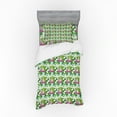 thumbnail image 1 of Floral Duvet Cover Set, Exotic Botanical Elements and Flowers Aloha Themed Striped Leaves, Bedding Set with Shams and Fitted Sheet, 3 Sizes, by Ambesonne, 1 of 3
