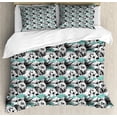 thumbnail image 1 of Floral Duvet Cover Set, Exotic Watercolor Hibiscus Flower Graphic Art Print Tropical Inspired Boho, Decorative 3 Piece Bedding Set with 2 Pillow Shams, Calking Size, Grey White Teal, by Ambesonne, 1 of 3