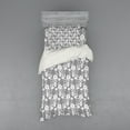 thumbnail image 1 of Floral Duvet Cover Set, Flower Silhouettes with Lace Patterned Background Leaves Swirls Dots Abstract Image, Bedding Set with Shams and Fitted Sheet, 3 Sizes, by Ambesonne, 1 of 3