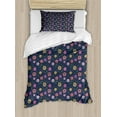 thumbnail image 1 of Floral Duvet Cover Set, Hand Drawn Flowers and Leaves Botanical Garden Art, Decorative 2 Piece Bedding Set with 1 Pillow Shams, Twin Size, Multicolor, by Ambesonne, 1 of 3