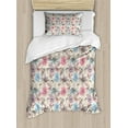 thumbnail image 1 of Floral Duvet Cover Set, Hand Drawn Lily and Poppies Sketch Effect Chastity and Virtue Garden Plants, Decorative 2 Piece Bedding Set with 1 Pillow Shams, Twin Size, Multicolor, by Ambesonne, 1 of 3