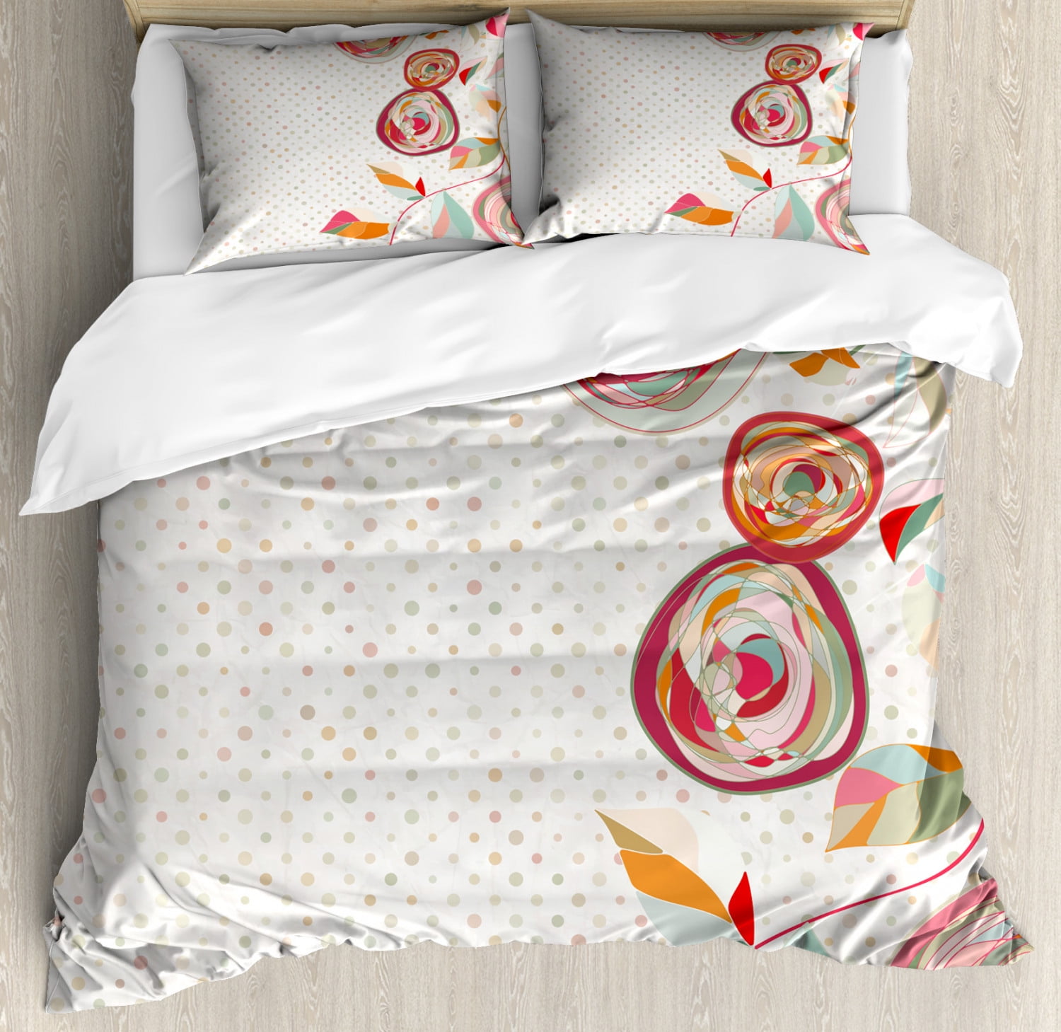 King Size Multicolor Floral Duvet Cover Set with Pillow Shams