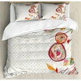thumbnail image 1 of Floral Duvet Cover Set King Size, Abstract Flower Petals with Fractal Featured Buds on Polka Dots Backdrop Picture, Decorative 3 Piece Bedding Set with 2 Pillow Shams, Multicolor, by Ambesonne, 1 of 3