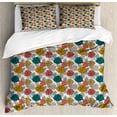 thumbnail image 1 of Floral Duvet Cover Set King Size, Pastel Flowers Blossom Beauty Petals Essence of Mother Nature Bouquets, Decorative 3 Piece Bedding Set with 2 Pillow Shams, Multicolor, by Ambesonne, 1 of 3