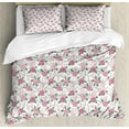 thumbnail image 1 of Floral Duvet Cover Set King Size, Soft Toned Carnation Leaves Romantic Botanical Bouquets Blooms, Decorative 3 Piece Bedding Set with 2 Pillow Shams, Jade Green Dried Rose Peach, by Ambesonne, 1 of 3