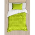 thumbnail image 1 of Floral Duvet Cover Set, Monochromatic Symmetrical Illustration with Little Round Garden Items, Decorative 2 Piece Bedding Set with 1 Pillow Shams, Twin Size, Apple Green Pale Green, by Ambesonne, 1 of 3