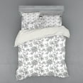 thumbnail image 1 of Floral Duvet Cover Set, Monochrome Petals Traditional Nature Influences Essence Artwork Print, Bedding Set with Shams and Fitted Sheet, 3 Sizes, by Ambesonne, 1 of 3