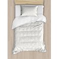 thumbnail image 1 of Floral Duvet Cover Set, Ornamental Monochrome Floral Design with Modern Art Style Foliage Pattern Image, Decorative 2 Piece Bedding Set with 1 Pillow Shams, Twin Size, Beige White, by Ambesonne, 1 of 3