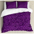 thumbnail image 1 of Floral Duvet Cover Set, Ornamental Pattern of Plenitude Blooming Lilac and Yellowish Stamens Scene, Decorative 3 Piece Bedding Set with 2 Pillow Shams, King Size, Purple and Marigold, by Ambesonne, 1 of 3