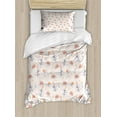 thumbnail image 1 of Floral Duvet Cover Set, Pastel Blossoming Rose Flower on Muted Background Print, Decorative 2 Piece Bedding Set with 1 Pillow Shams, Twin Size, Pale Pink Multicolor, by Ambesonne, 1 of 3