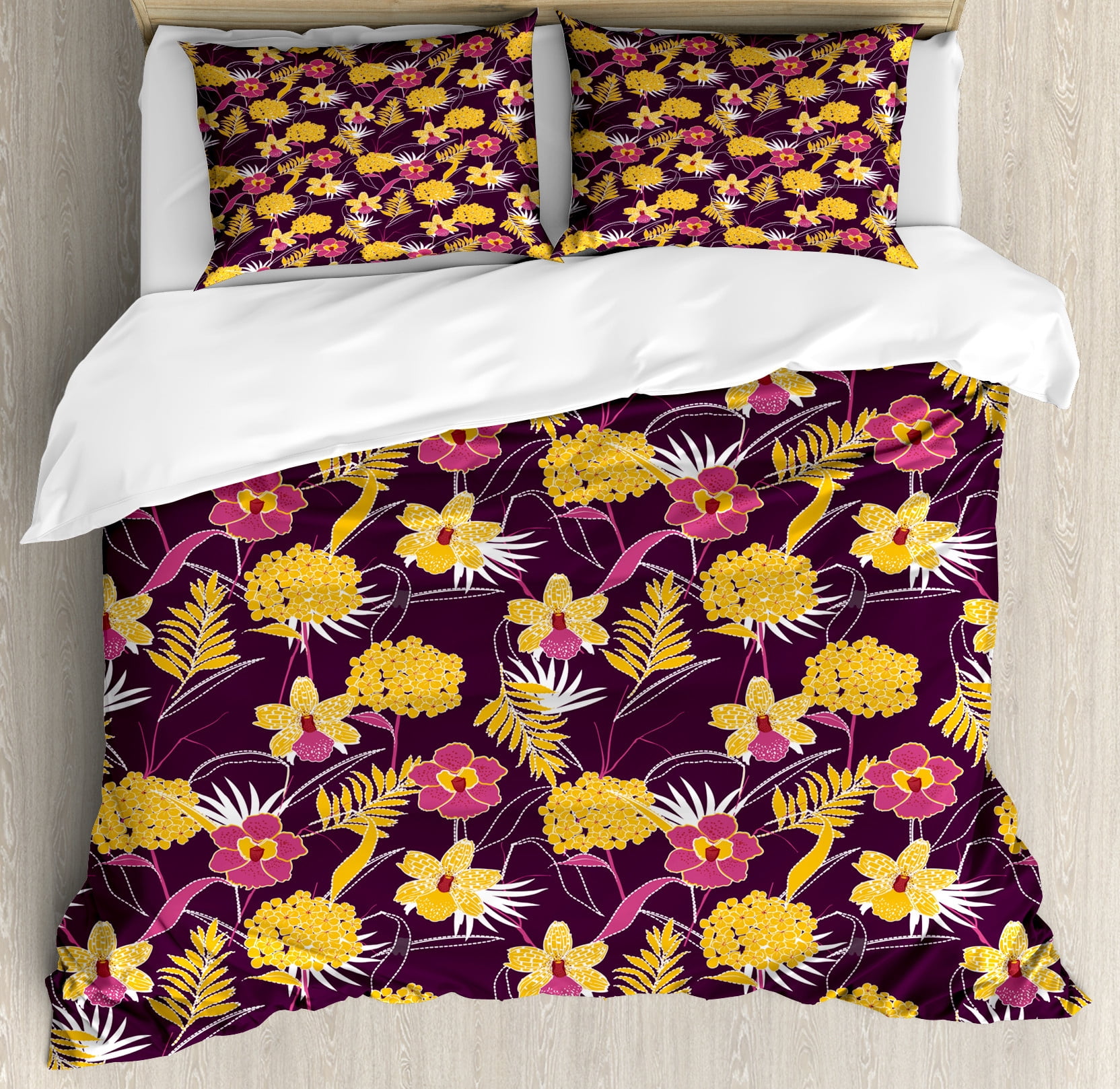 Jungle Hibiscus Glow Duvet Cover Set NCU0NNT460