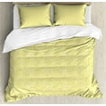 thumbnail image 1 of Floral Duvet Cover Set, Pastel Flowers Blossoms Art Camomile Delicate Romantic, Decorative 3 Piece Bedding Set with 2 Pillow Shams, Calking Size, Yellow Green Champagne, by Ambesonne, 1 of 3