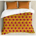 thumbnail image 1 of Floral Duvet Cover Set, Pastel Grunge Toned Flower Petals Perennial Vintage Polka Dots Design, Decorative 3 Piece Bedding Set with 2 Pillow Shams, Queen Size, Dark Magenta and Apricot, by Ambesonne, 1 of 3