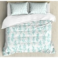 thumbnail image 1 of Floral Duvet Cover Set, Floral Pattern Moderate Essential Botanical Herbs Flower Plants Fresh Twigs Theme, Decorative 3 Piece Bedding Set with 2 Pillow Shams, Calking Size, Green Cream, by Ambesonne, 1 of 3