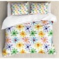 thumbnail image 1 of Floral Duvet Cover Set Queen Size, Colorful Flowers Spring Season Nature Garden Theme Watercolors Hand Painted Artwork, Decorative 3 Piece Bedding Set with 2 Pillow Shams, Multicolor, by Ambesonne, 1 of 3
