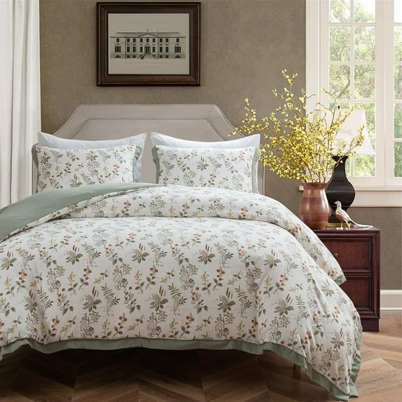 Floral Duvet Cover Set Queen Size Flower Printed