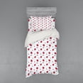thumbnail image 1 of Floral Duvet Cover Set, Repeating Colorful Doodle Style Inspired Dog Rose Flower Garden Art Pattern, Bedding Set with Shams and Fitted Sheet, 3 Sizes, by Ambesonne, 1 of 3
