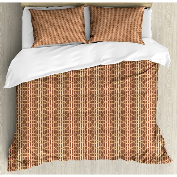 Floral Duvet Cover Set, Retro Florets with Compendium Petals Fragrance Essence Image, Decorative 3 Piece Bedding Set with 2 Pillow Shams, King Size, Dark Orange Sand Brown, by Ambesonne