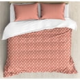 thumbnail image 1 of Floral Duvet Cover Set, Retro Style Design of Poppy Flowers Striped Spring Time Vintage Garden Art, Decorative 3 Piece Bedding Set with 2 Pillow Shams, King Size, Dark Salmon White, by Ambesonne, 1 of 3