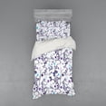 thumbnail image 1 of Floral Duvet Cover Set, Spring with Flying Inspirational Butterflies and Swirls Branches Design, Bedding Set with Shams and Fitted Sheet, 3 Sizes, by Ambesonne, 1 of 3