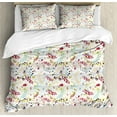 thumbnail image 1 of Floral Duvet Cover Set, Spring Petals Botanical Nature Inspired Beauty Seasonal Celebration of Mother Earth, Decorative 3 Piece Bedding Set with 2 Pillow Shams, Queen Size, Multicolor, by Ambesonne, 1 of 3