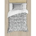 thumbnail image 1 of Floral Duvet Cover Set, Traditional Oriental Classic Antique Old Fashioned Curly Flower Leaves, Decorative 2 Piece Bedding Set with 1 Pillow Shams, Twin Size, Pale Taupe Grey White, by Ambesonne, 1 of 3