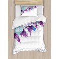 thumbnail image 1 of Floral Duvet Cover Set, Vintage Classic Flower Petals Bridal Wedding Romance Shabby Form Design Art, Decorative 2 Piece Bedding Set with 1 Pillow Shams, Twin Size, Pale Blue Purple, by Ambesonne, 1 of 3