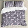 thumbnail image 1 of Floral Duvet Cover Set, Vintage Style Bindweed Flower Bells Natural and Scented Elements, Decorative 3 Piece Bedding Set with 2 Pillow Shams, Queen Size, Petrol Blue Mauve, by Ambesonne, 1 of 3