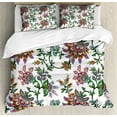thumbnail image 1 of Floral Duvet Cover Set, Vintage Style Ornamental Flower Motifs Flourishing Romantic Spring Leaves Art, Decorative 3 Piece Bedding Set with 2 Pillow Shams, Calking Size, Multicolor, by Ambesonne, 1 of 3