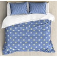 thumbnail image 1 of Floral Duvet Cover Set, White and Yellow Small Daisy Flowers Spring Garden Theme, Decorative 3 Piece Bedding Set with 2 Pillow Shams, Queen Size, Pale Yellow Violet Blue, by Ambesonne, 1 of 3