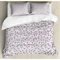 thumbnail image 1 of Floral Duvet Cover Sets, Flower and Leaf Branch Motifs Botanical Elements Minimal Style, Bedding Set with 2 Duvet Covers & 4 Pillowcases, 2 Pack King Size, Charcoal Grey and Pale Purple, by Ambesonne, 1 of 3