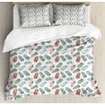 thumbnail image 1 of Floral Duvet Cover Sets, Little Girl Shoes with Flower Motifs, Bedding Set with 2 Duvet Covers & 4 Pillowcases, 2 Pack Cal King Size, White Multicolor, by Ambesonne, 1 of 3