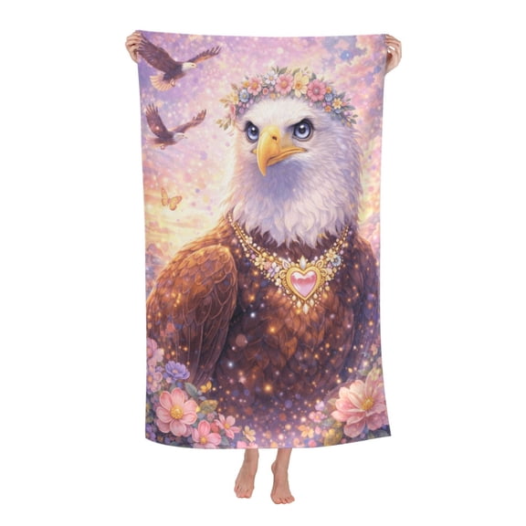 Floral Eagle Heart Bath Towel Soft and Highly Absorbent for Adults