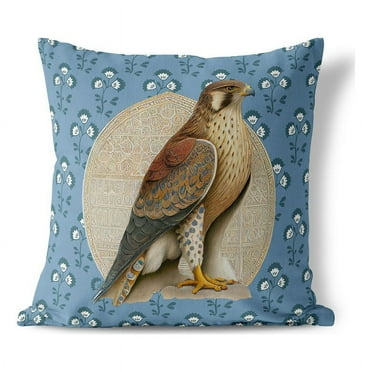 Floral Eagle Throw Pillow in Blue 16 x 16