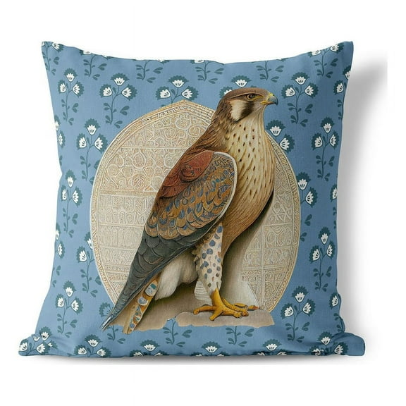 Floral Eagle Throw Pillow in Blue 18 x 18 with removable cover