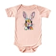 thumbnail image 1 of Floral Easter Bunny Baby Bodysuit for Girls Ink Printed Embroidery Spring Rabbit One-Piece Peach Bodysuit Newborn, 1 of 3