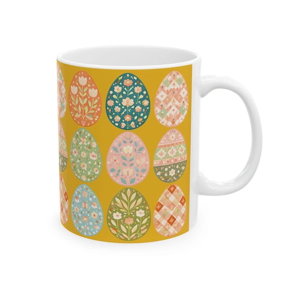 Floral Easter Egg Mug - Retro Spring Coffee Cup