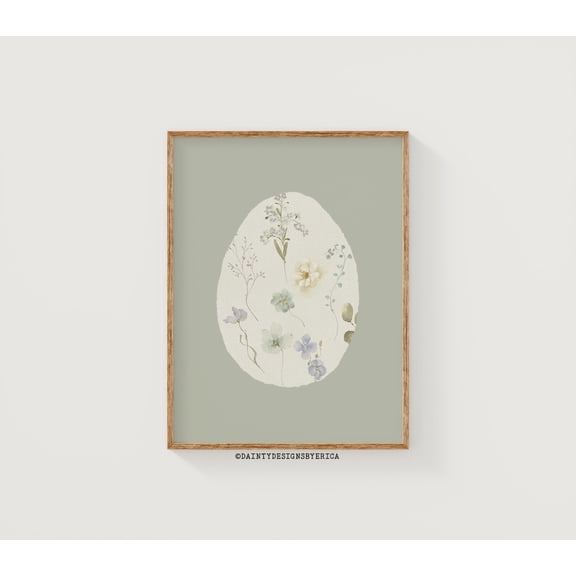 Floral Easter Egg Print: Pastel Spring Decor #1742, Unframed Poster Size 24x36